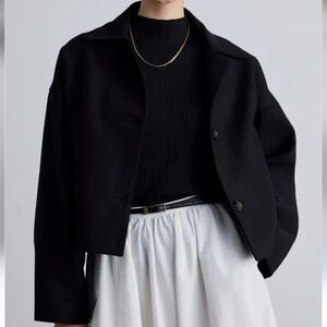 Manuka Black Short Boxy Coat Size Small Medium Oversized Button Streetwear